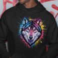 素晴らしいオオカミの頭の色彩。 パーカー 面白い贈り物