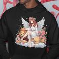 花に囲まれたライオンの天使 美しい天使 パーカー 面白い贈り物