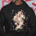 言葉、愛、幸福、平和のピンクのバラの花束 パーカー 面白い贈り物