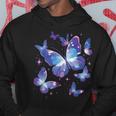 青と紫の模様の蝶たち 昆虫プリント パーカー 面白い贈り物