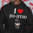 面白い柔術スポーツミニマリストかわいいシンプル柔術 I Love Jiu Jitsu パーカー 面白い贈り物