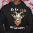 面白い農場の動物 ヤギ好き ただの少年 ヤギが大好きな人 パーカー 面白い贈り物