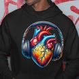 音楽解剖学的ハートとヘッドフォンdjミュージックグラフィック パーカー 面白い贈り物