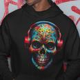 頭蓋骨アート曼荼羅ファンタジーカラフルなヘッドフォンモチーフの頭蓋骨 パーカー 面白い贈り物