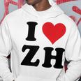 I Heart Zh Initials I Love ZH First And Last Name Z H パーカー 面白い贈り物