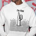 I'm Fine Thumbs Drowning Up メンズ レディース 皮肉なユーモア ジョーク パーカー 面白い贈り物