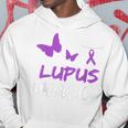 Lupus Warrior パープルバタフライ&リボン ポケット付き パーカー 面白い贈り物