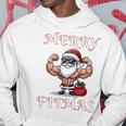 Merry Fitmas クリスマス フィットネス アグリークリスマス スウール サンタ 長袖tシャツ パーカー 面白い贈り物