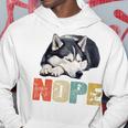 Nope 眠るシベリアンハスキーデザイン 長袖tシャツ パーカー 面白い贈り物