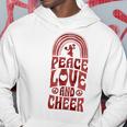 Peace Love And Cheer ボヘミアンレインボーチアリーダー パーカー 面白い贈り物