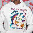 Stop Finning ジンベエザメ シュモクザメサメの種類タイダイ 長袖tシャツ パーカー 面白い贈り物