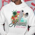 Sunset Beach Hawaii、サーフィンサーフボードレトロ、バックプリント パーカー 面白い贈り物