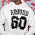 【バックプリント・背中側】Around 60 還暦 アラカン アラウンド 六十歳 お誕生日 60代 面白 パーカー 面白い贈り物