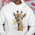 かわいい水彩画 キリン 赤ちゃん 美的 動物 アート 絵画 長袖tシャツ パーカー 面白い贈り物