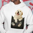 ゴールデンレトリバー ポケットに入った子犬 長袖tシャツ パーカー 面白い贈り物