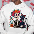 スケルトン ハグ 猫 シュガー スカル Día Los Muertos ハロウィン パーカー 面白い贈り物