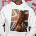 セクシーガールグラフィックtシャツ 「ホットピンナップガール&イギリスの旗」 長袖tシャツ パーカー 面白い贈り物