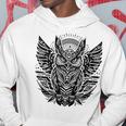 トライバル グレートフクロウ トーテム タトゥー 幾何学模様 パーカー 面白い贈り物