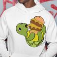 ハンバーガーを食べるかわいいカメ 面白いハンバーガー 長袖tシャツ パーカー 面白い贈り物