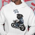 バイクに乗る面白いパグ犬レッツライド パーカー 面白い贈り物