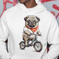 パグ いぬ イラスト パグ好き 犬好き 自転車 かわいい おもしろ レトロ かっこいい パーカー 面白い贈り物