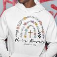 ヒ・イズ・ライゼン・フラワーズ・レインボー・ジーザス パーカー 面白い贈り物