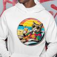 ビーチでドリンクを飲みながらリラックスできるレトロなヴィンテージクールな猫 長袖tシャツ パーカー 面白い贈り物