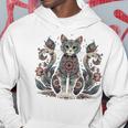 マンダラデザインのかわいい猫の曼荼羅。 長袖tシャツ パーカー 面白い贈り物