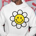 レトロ ヴィンテージ イエロー ハッピー スマイル スマイル フェイス デイジーフラワー パーカー 面白い贈り物