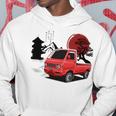 レトロな赤いミニトラックと日本の夕日。 長袖tシャツ パーカー 面白い贈り物