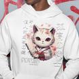 バックプリント 侍 猫戦士 日本人 忍者 キティ カワイイ パーカー 面白い贈り物