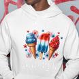 少年 赤 白 青 アメリカ国旗 7月4日 アイスキャンディー 愛国的 長袖tシャツ パーカー 面白い贈り物