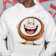 幸せな笑顔のココナッツの顔の漫画 長袖tシャツ パーカー 面白い贈り物