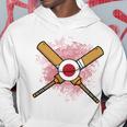 日本のクリケットラケットとボールの旗 長袖tシャツ パーカー 面白い贈り物