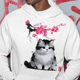 日本の墨絵マンチキン猫 桜 桜アート パーカー 面白い贈り物