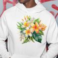 水彩 プルメリア ブーケ シャツ ハワイアン トロピカル フローラル パーカー 面白い贈り物