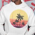 涼しい 夏休み メンズ レディース サンセット ビーチ ヤシの木 パーカー 面白い贈り物