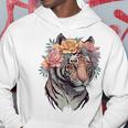 花柄 水彩 虎 花 王冠 虎好き パーカー 面白い贈り物