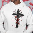赤いバラのゴシック・クロス 長袖tシャツ パーカー 面白い贈り物