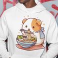 面白いモルモット 箸でラーメンを食べる アニメ 長袖tシャツ パーカー 面白い贈り物