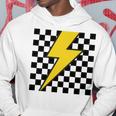 黄色の稲妻チェッカー審美的レーシング 長袖tシャツ パーカー 面白い贈り物