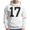 【バックプリント・背中側】17 数字 背番号 ユニフォーム ナンバー【ブラック／黒の文字】スポーツ 野球 サッカー 部活 パーカー