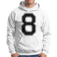 【バックプリント・背中側】8 数字 背番号 ユニフォーム ナンバー【ブラック／黒 の文字】スポーツ 練習着 部活 パーカー