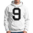 【バックプリント・背中側】9 数字 背番号 ユニフォーム ナンバー【ブラック／黒 の文字】スポーツ 練習着 部活 パーカー