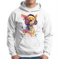 チワワの恋人 ポップアート ヘッドフォンを着て おもしろい チワワ 長袖tシャツ パーカー