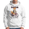 柴犬 いぬ イラスト 柴犬好き 犬好き 自転車 かわいい おもしろ レトロ Ride For Life's Joy 長袖tシャツ パーカー