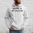 Gaming Is My Religion 面白いオタクゲームステートメント パーカー 彼への贈り物