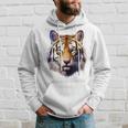 タイガー アニマル プリント グラフィック デッサン アートワーク フェイス トラ パーカー 彼への贈り物