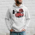 レトロな赤いミニトラックと日本の夕日。 長袖tシャツ パーカー 彼への贈り物