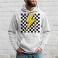 黄色の稲妻チェッカー審美的レーシング 長袖tシャツ パーカー 彼への贈り物